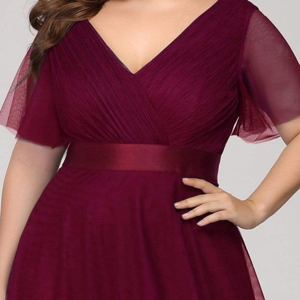 NWT Ever Pretty Flattering Burgundy gown formal 8-10 - Picture 4 of 13